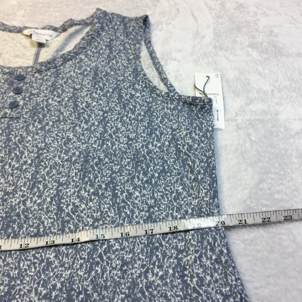 New! Liz Claiborne Blouse Tank Top L Womans Blue Printed Sleeveless Stretch - Picture 15 of 16